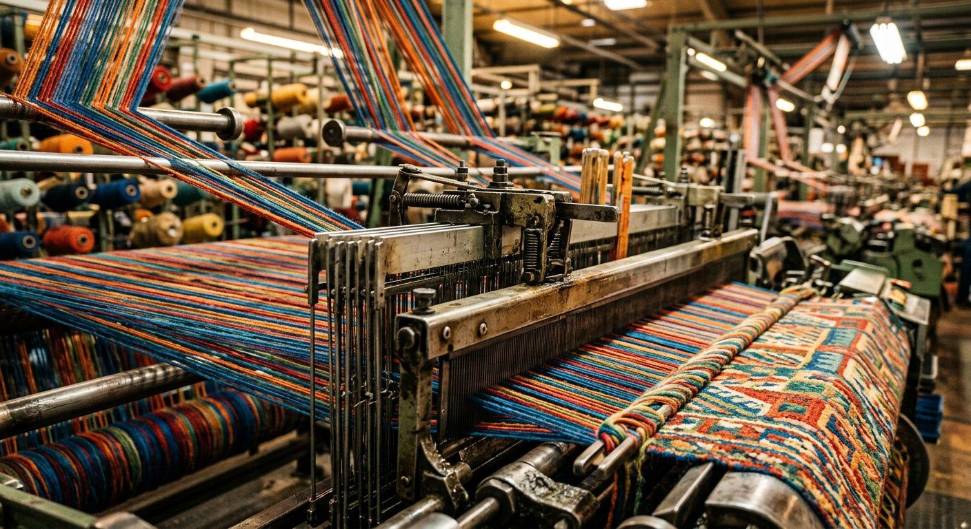 Industrial carpet weaving loom